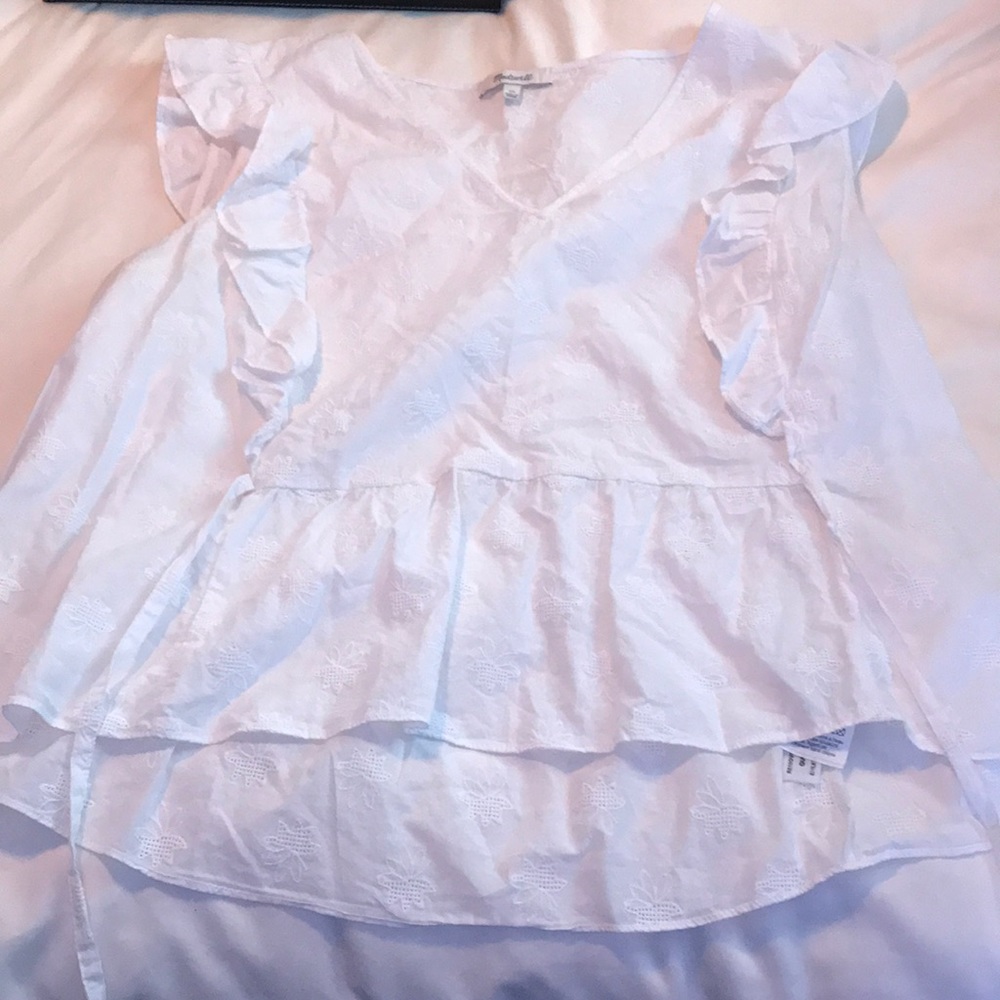 Madewell White Floral Top
